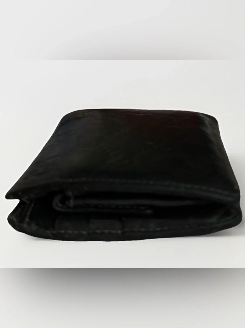 Gucci Black Embossed Leather Money Clip Wallet